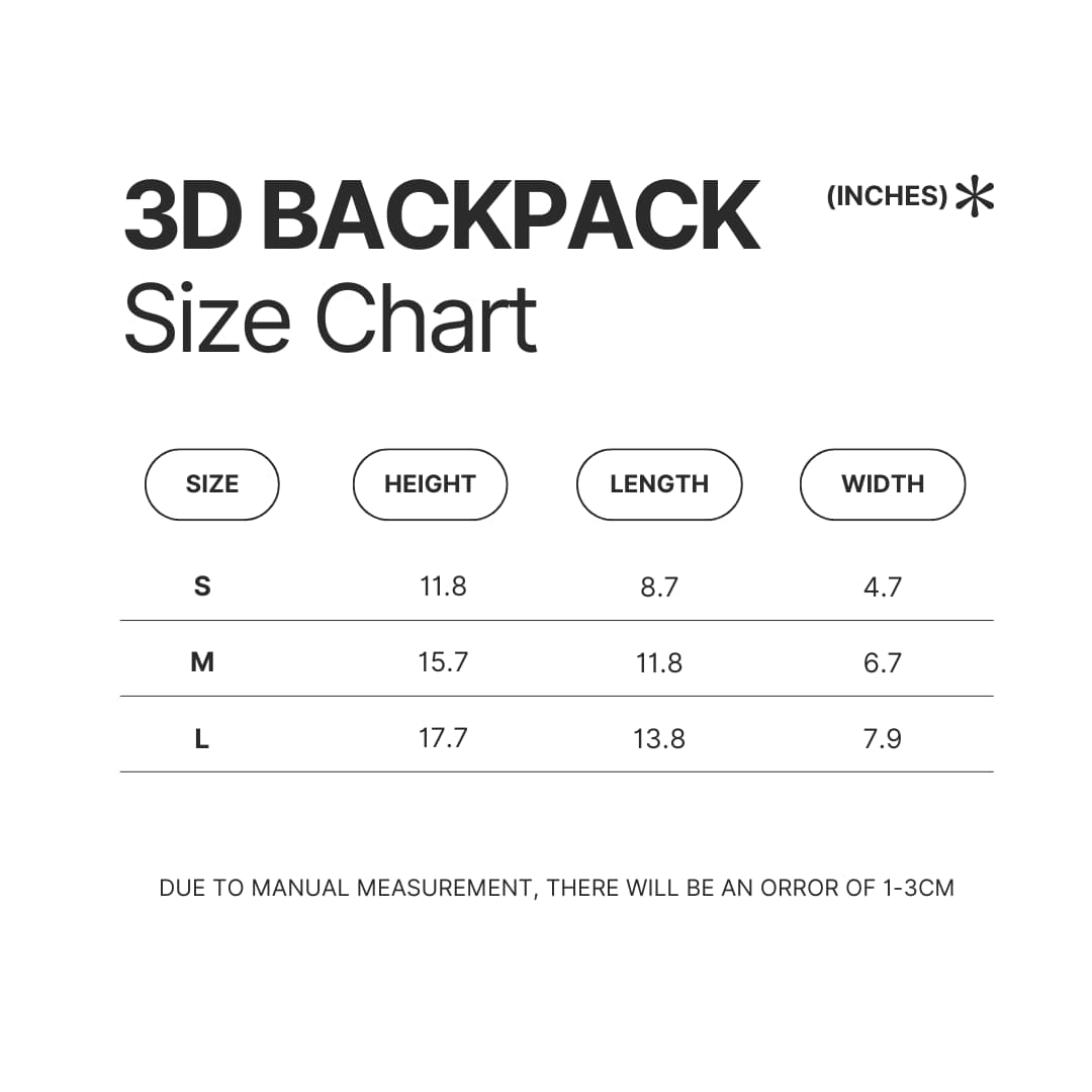 3D Backpack Size Chart - Subnautica Store