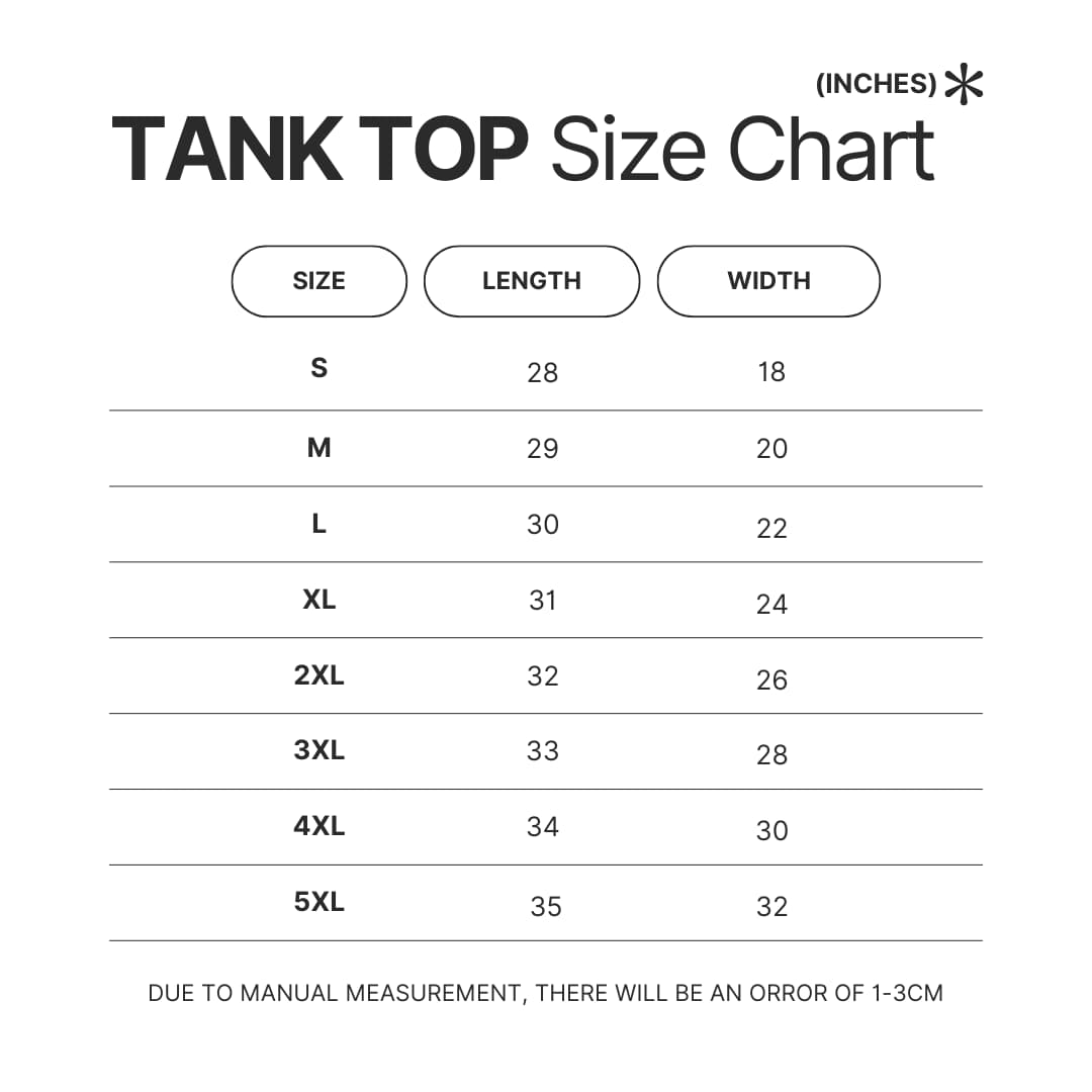 Tank Top Size Chart - Subnautica Store